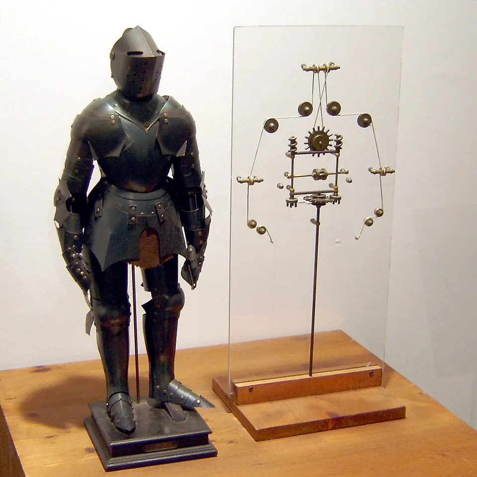 Model of Leonardo's robot built from his drawings.