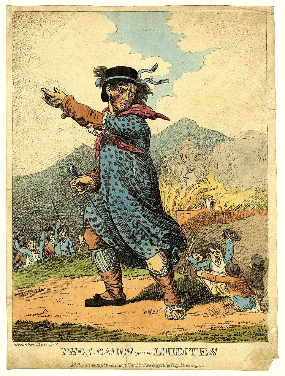 "The Leader of the Luddites", engraving from 1812.